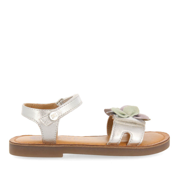 Blyes girls decorative silver leather sandals