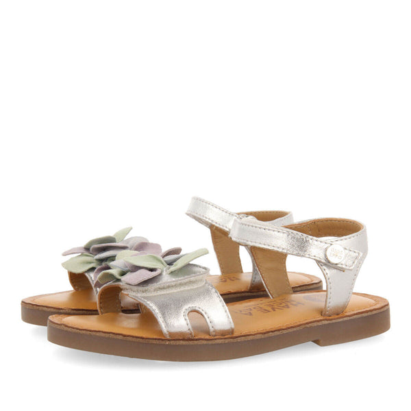 Blyes girls decorative silver leather sandals