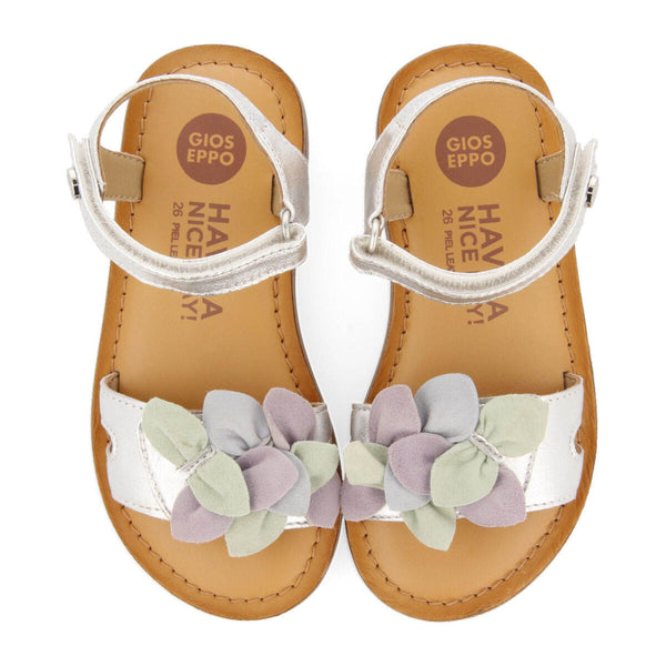 Blyes girls decorative silver leather sandals