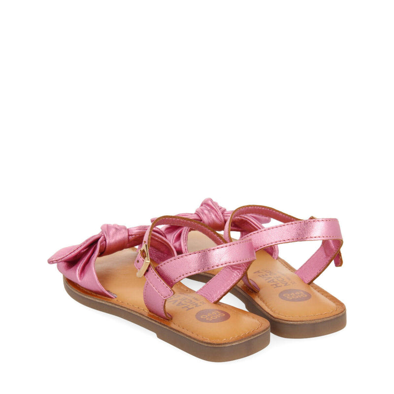 Xapuri girls metallic fuchsia leather sandals