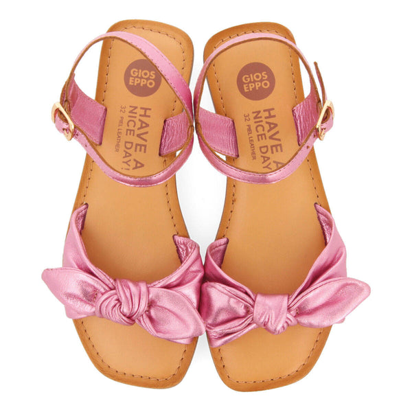 Xapuri girls metallic fuchsia leather sandals