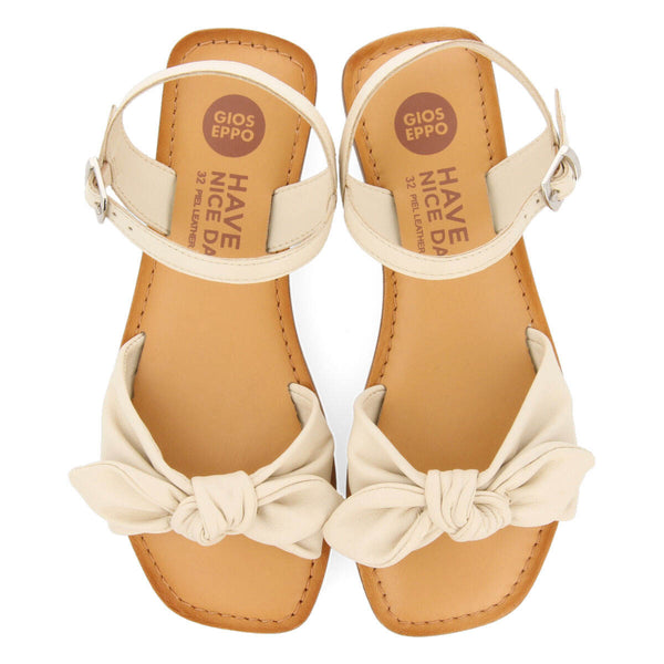 Xapuri girls metallic off white leather sandals