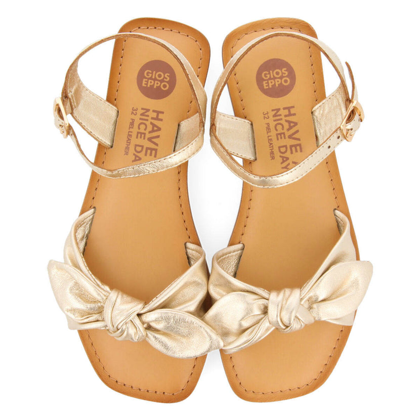 Sandali in pelle metallizzata in color oro da bambina xapuri