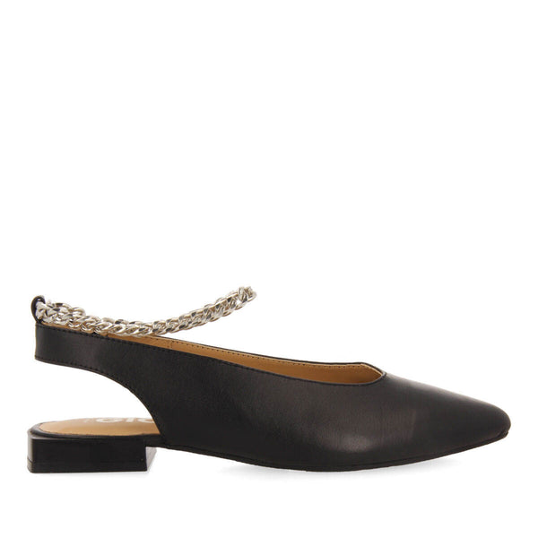 Palu women's black slingback ballet flats with decorative chain