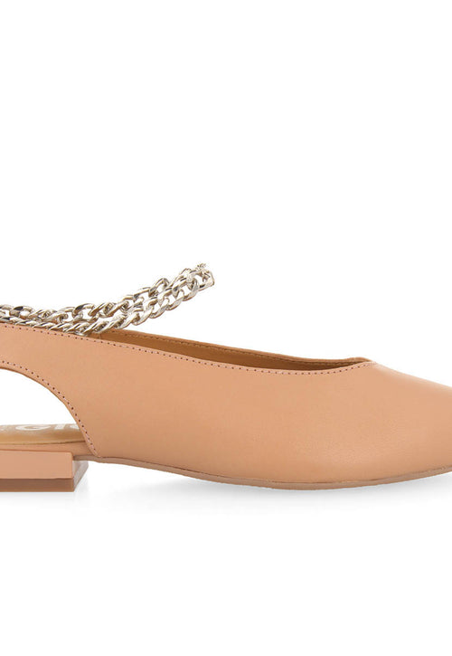 Bailarinas nude destalonadas con detalle de cadena para mujer palu