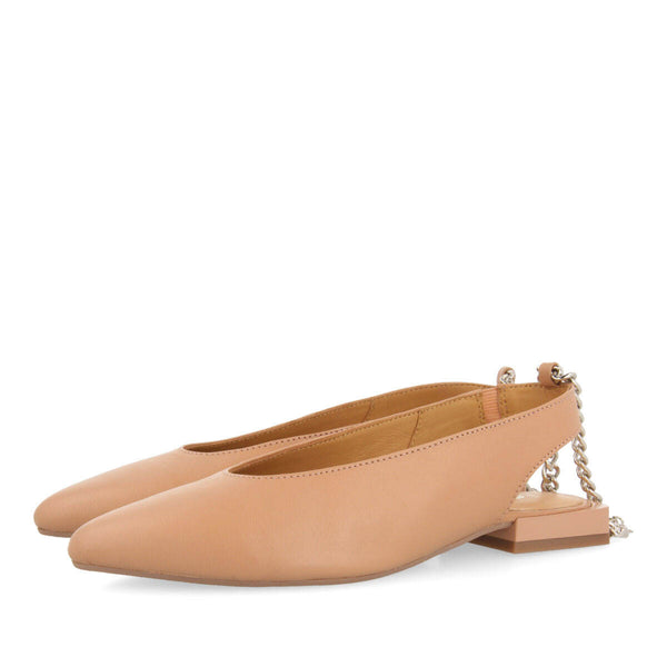 Palu women's nude slingback ballet flats with decorative chain