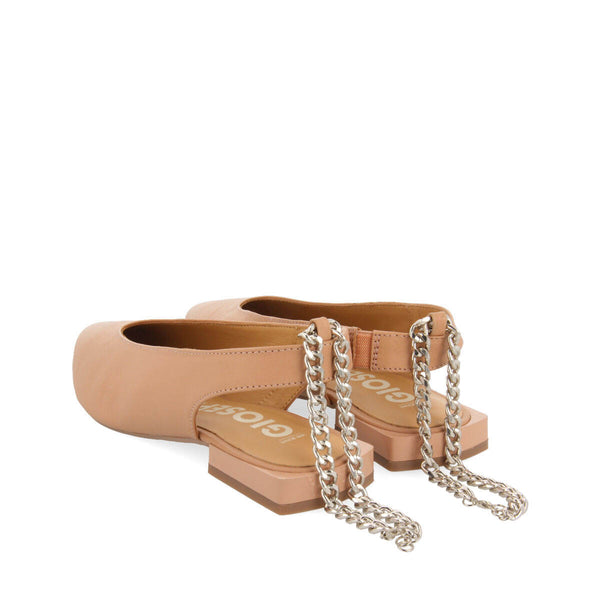 Palu women's nude slingback ballet flats with decorative chain