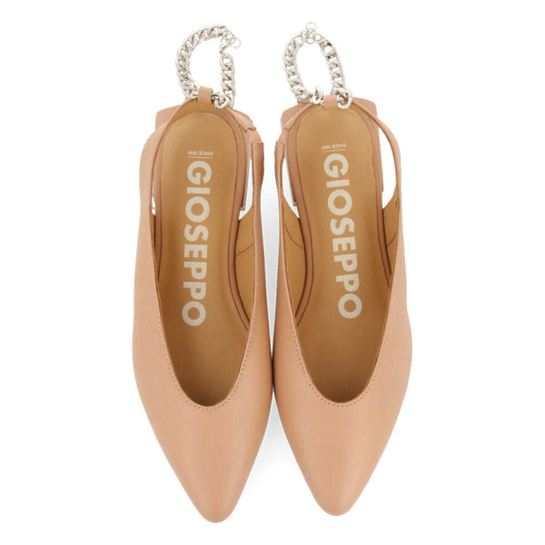 Palu women's nude slingback ballet flats with decorative chain