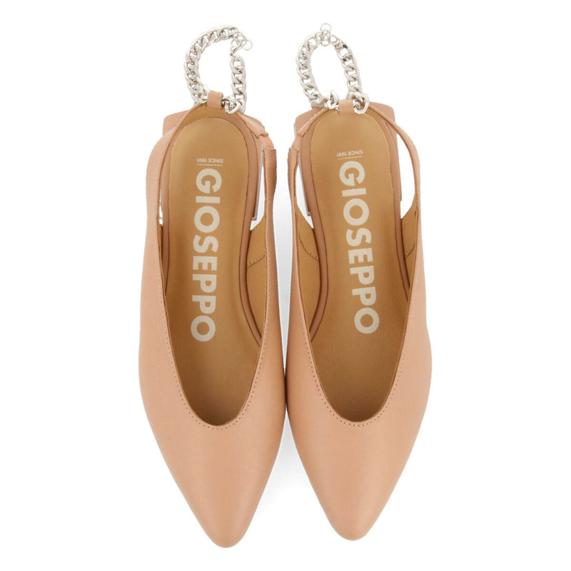 Palu women's nude slingback ballet flats with decorative chain