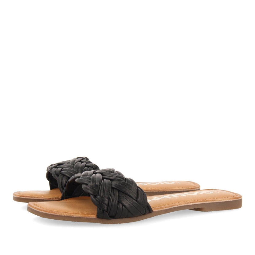 Sandalias planas con pala trenzada negra para mujer chacrise 