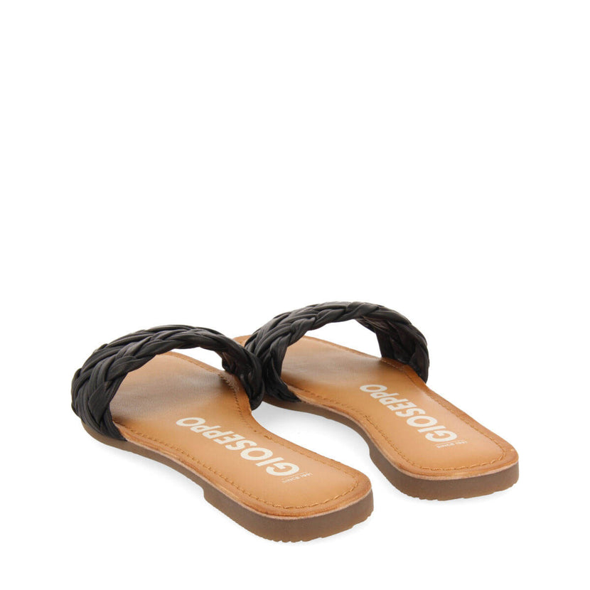 Sandalias planas con pala trenzada negra para mujer chacrise 