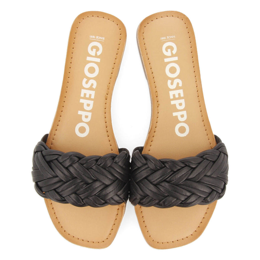 Sandalias planas con pala trenzada negra para mujer chacrise 
