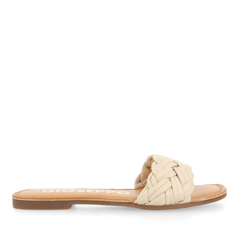 Sandalias planas con pala trenzada off-white para mujer chacrise 