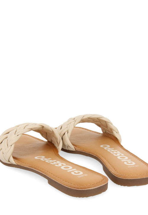 Sandalias planas con pala trenzada off-white para mujer chacrise 