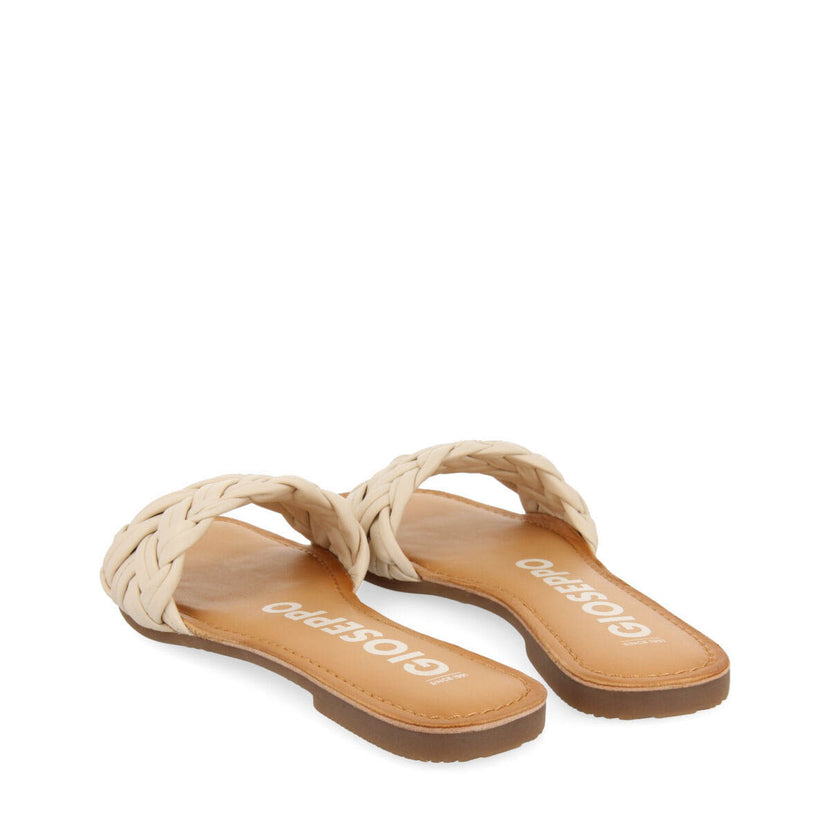 Sandalias planas con pala trenzada off-white para mujer chacrise 