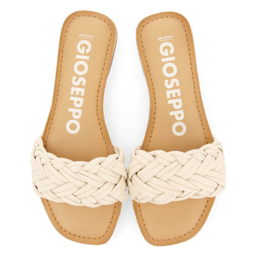 Sandalias planas con pala trenzada off-white para mujer chacrise 