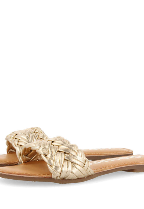 Sandalias planas con pala trenzada dorada para mujer chacrise 