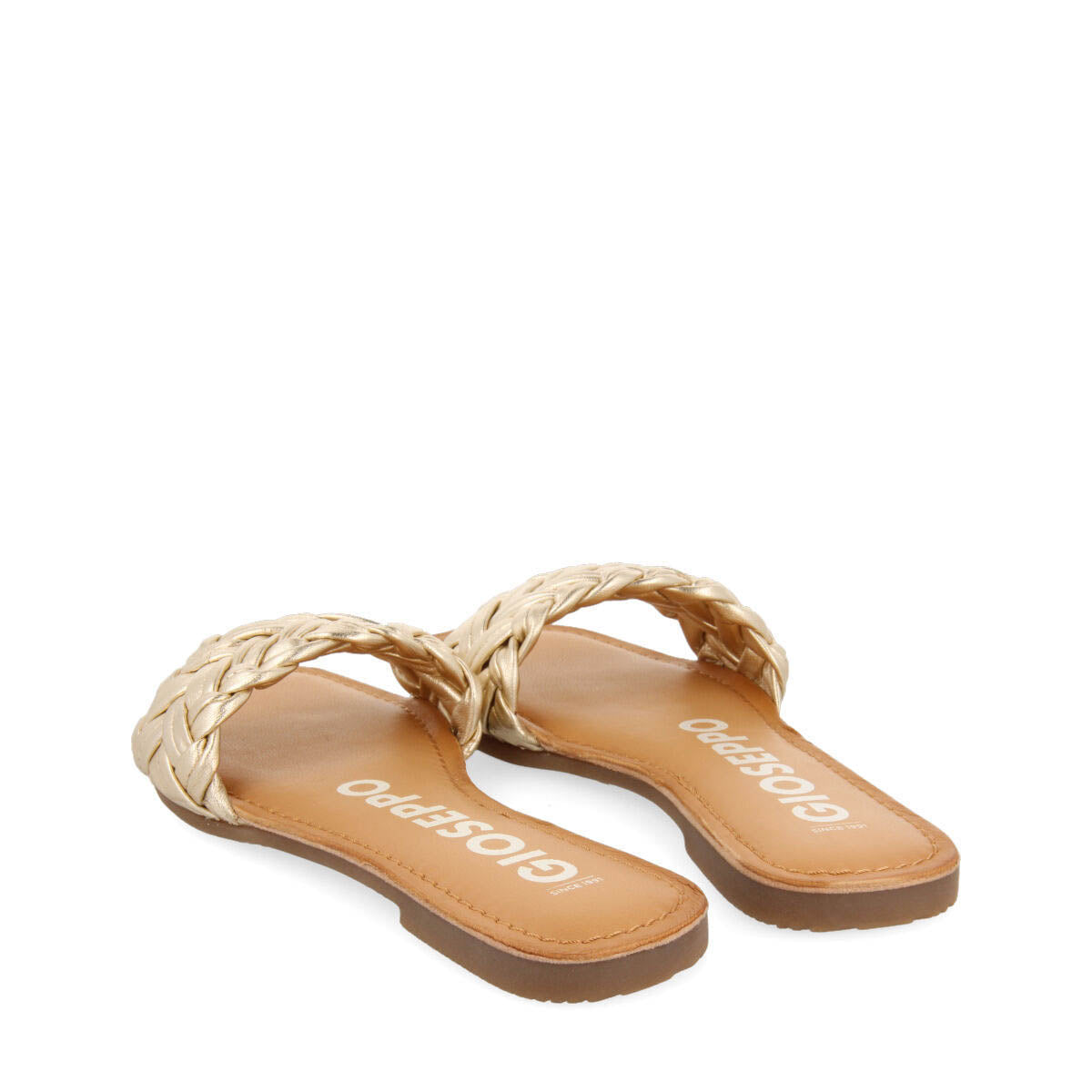 Sandali bassi a pala intrecciata dorata per donna chacrise 