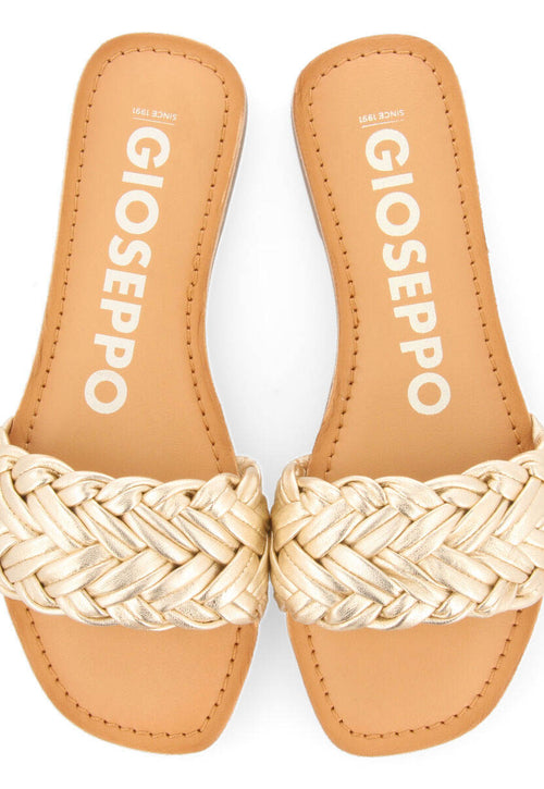 Sandalias planas con pala trenzada dorada para mujer chacrise 