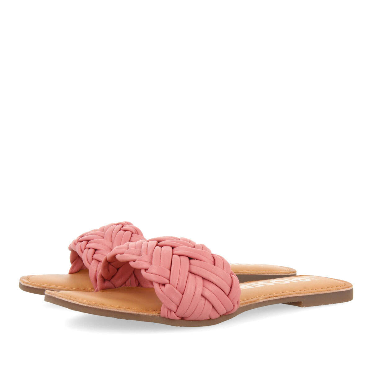 Sandalias planas con pala trenzada rosa para mujer chacrise 