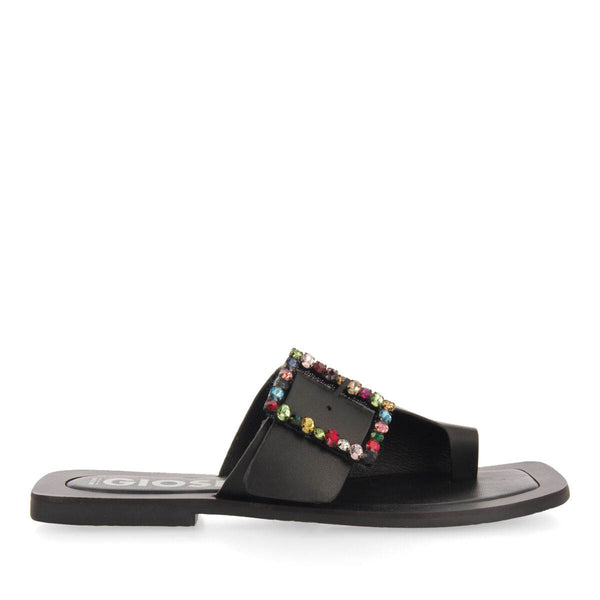 Fortul women's flat slide sandals with multicoloured crystal buckles