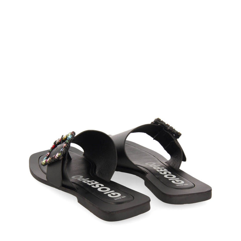 Sandalias planas de pala con hebilla con cristales multicolor para mujer fortul  