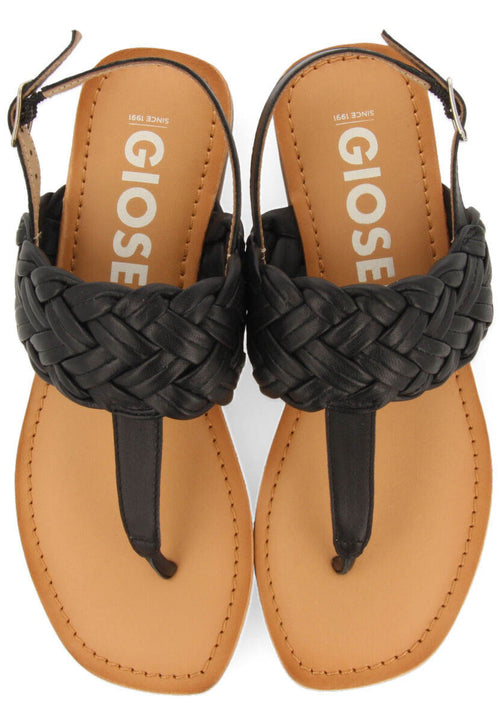 Sandalias planas negras de piel trenzada para mujer sergines 