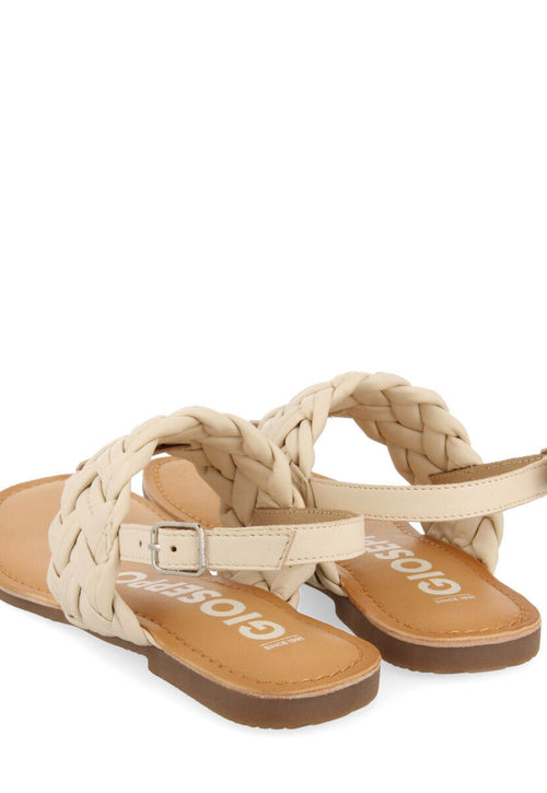 Sandalias planas off-white de piel trenzada para mujer sergines 