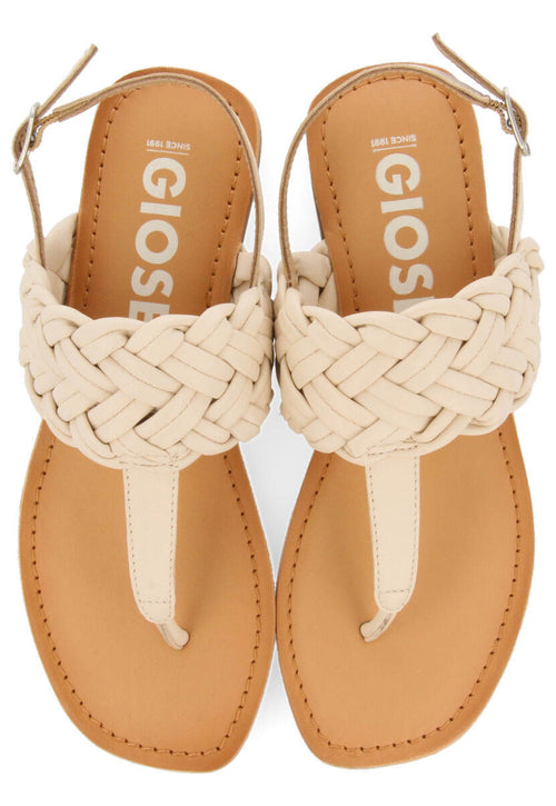 Sandalias planas off-white de piel trenzada para mujer sergines 