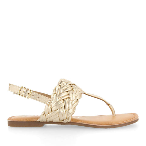 SANDALI BASSI DORATI IN PELLE INTRECCIATA PER DONNA SERGINES