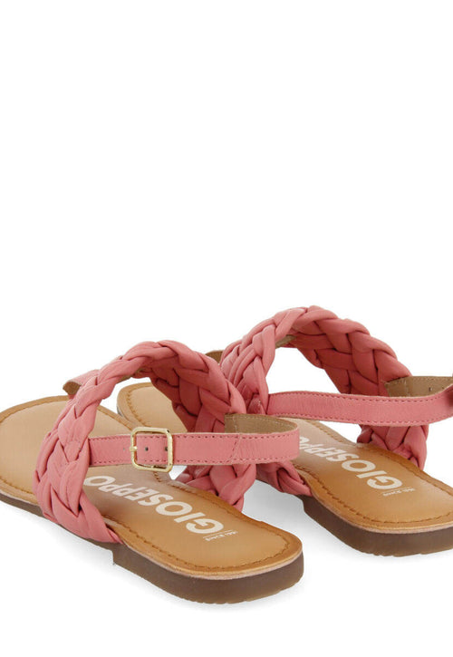 Sandalias planass rosa de piel trenzada para mujer sergines 