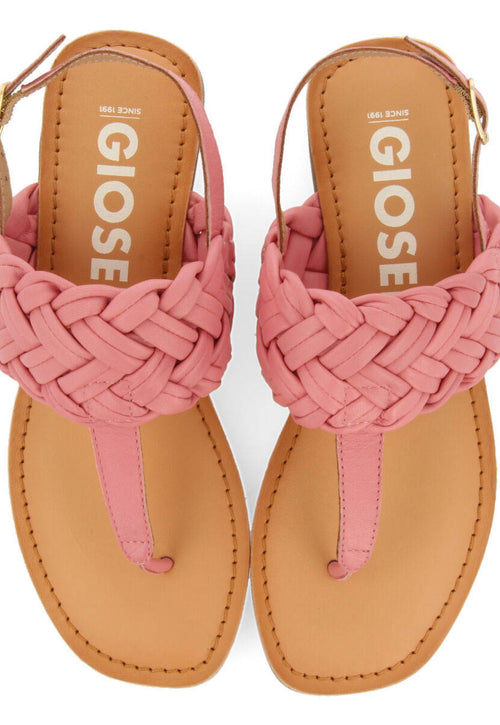 Sandalias planass rosa de piel trenzada para mujer sergines 