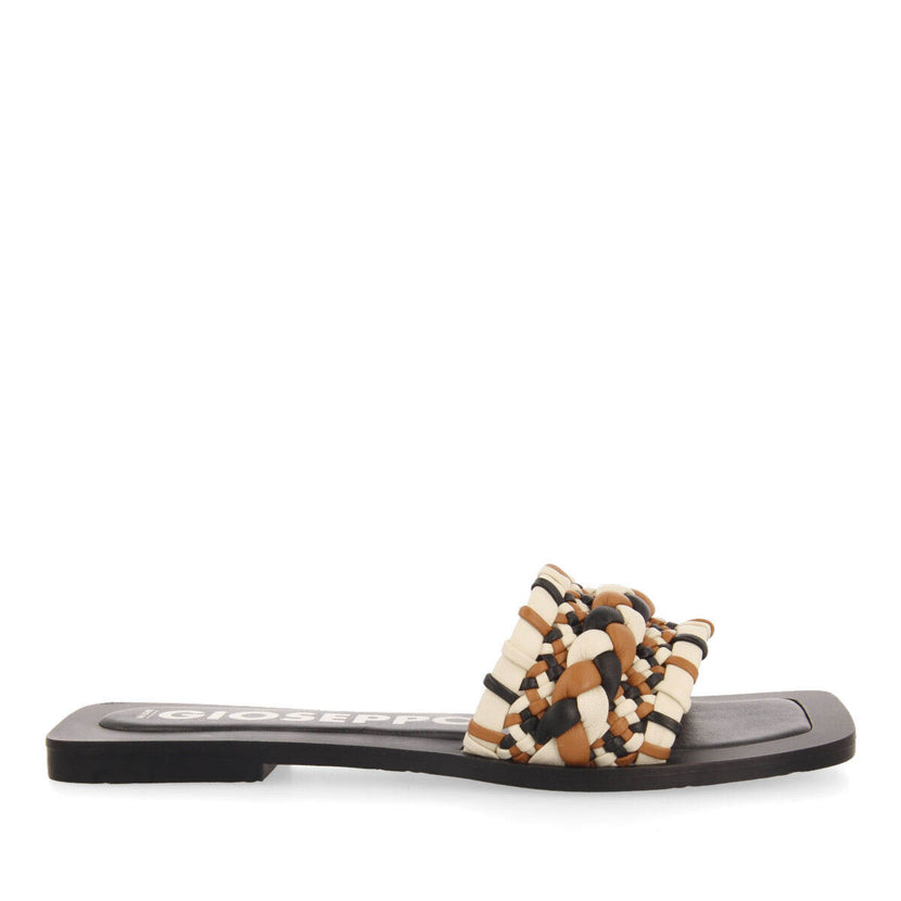 Sandalias planas de pala con trenzado multicolor para mujer egleny 