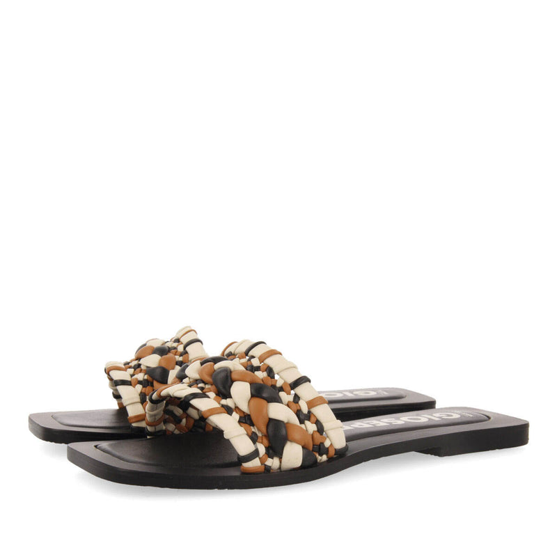 Sandalias planas de pala con trenzado multicolor para mujer egleny 