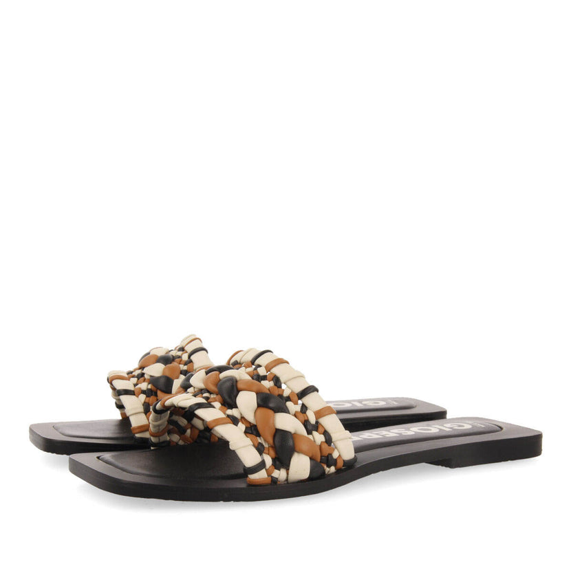 Sandalias planas de pala con trenzado multicolor para mujer egleny 