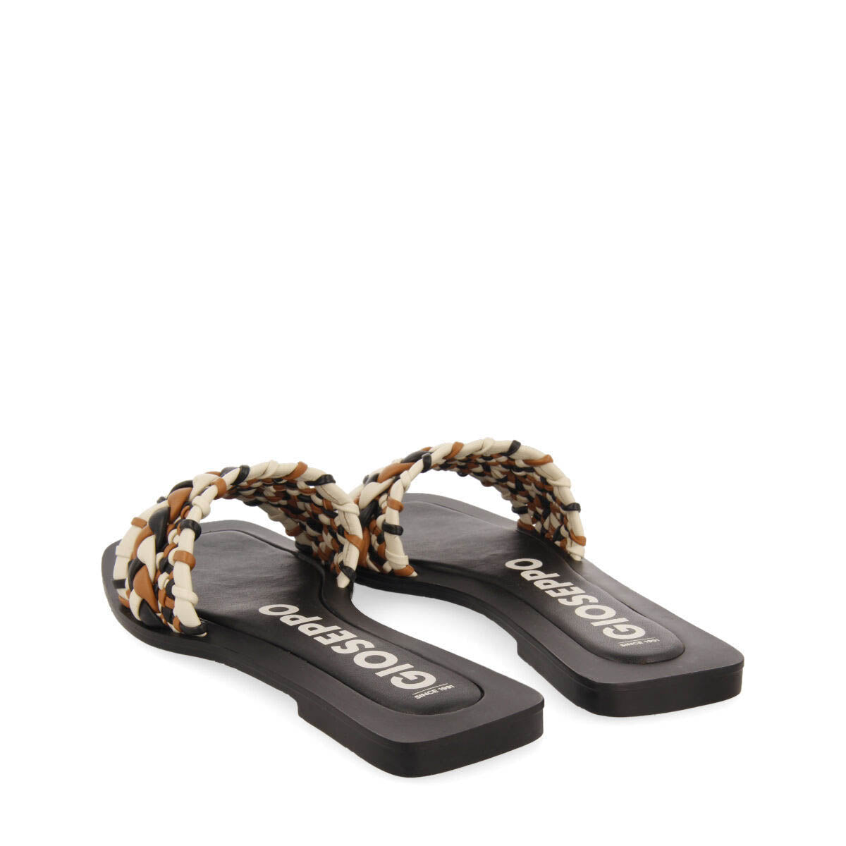 Egleny women's flat slide sandals with multicoloured braiding