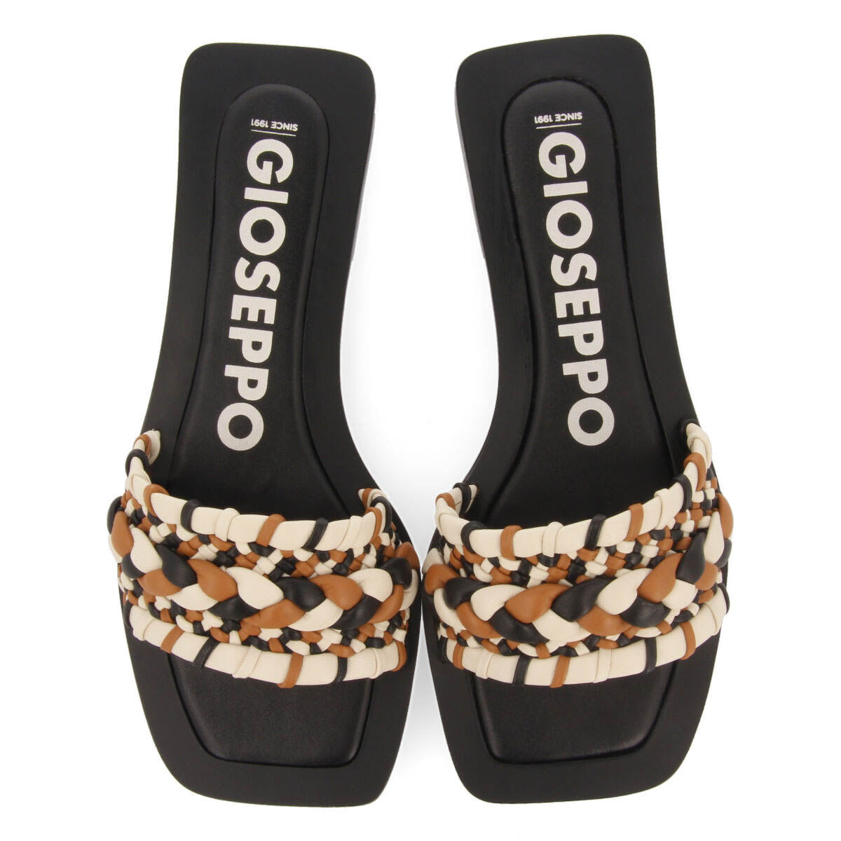 Egleny women's flat slide sandals with multicoloured braiding