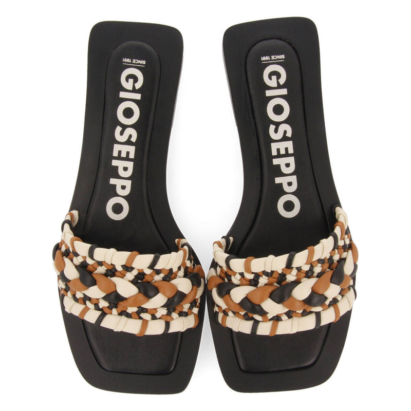 Sandalias planas de pala con trenzado multicolor para mujer egleny 