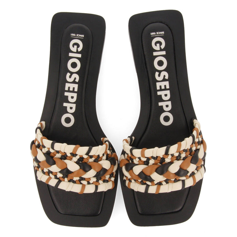 Sandalias planas de pala con trenzado multicolor para mujer egleny 