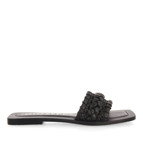 SANDALIAS PLANAS DE PALA CON TRENZADO NEGRO PARA MUJER EGLENY 
