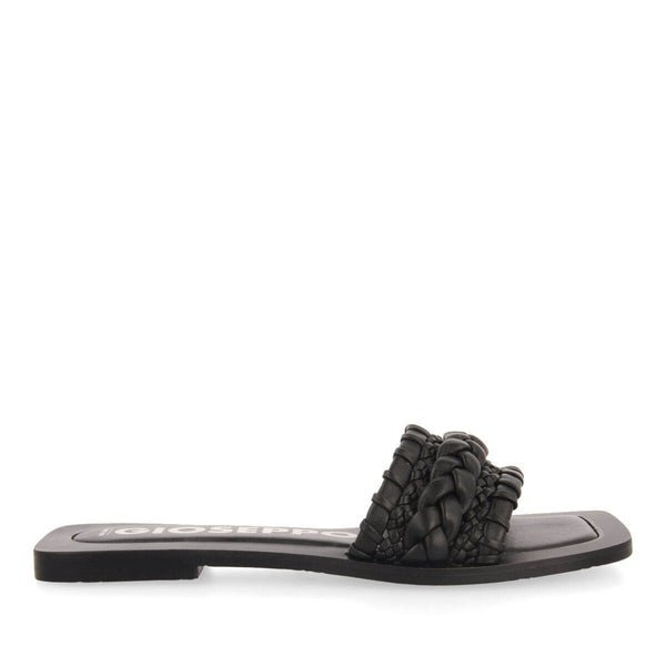 Sandalias planas de pala con trenzado negro para mujer egleny 