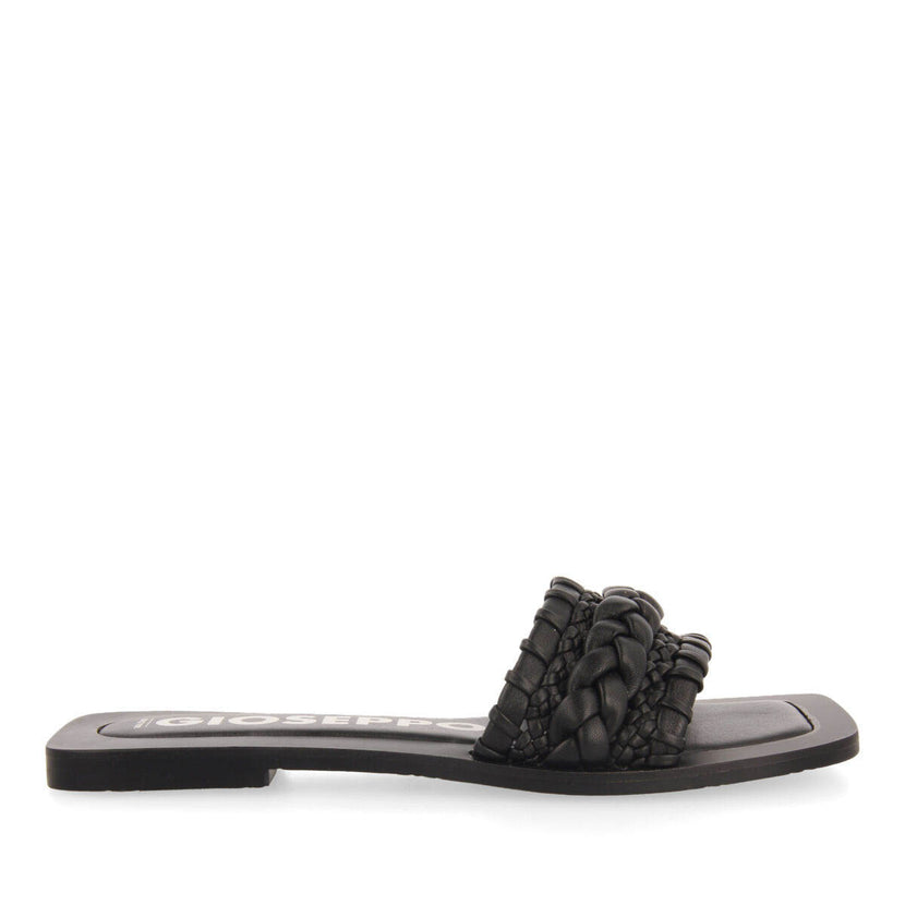 Sandalias planas de pala con trenzado negro para mujer egleny 