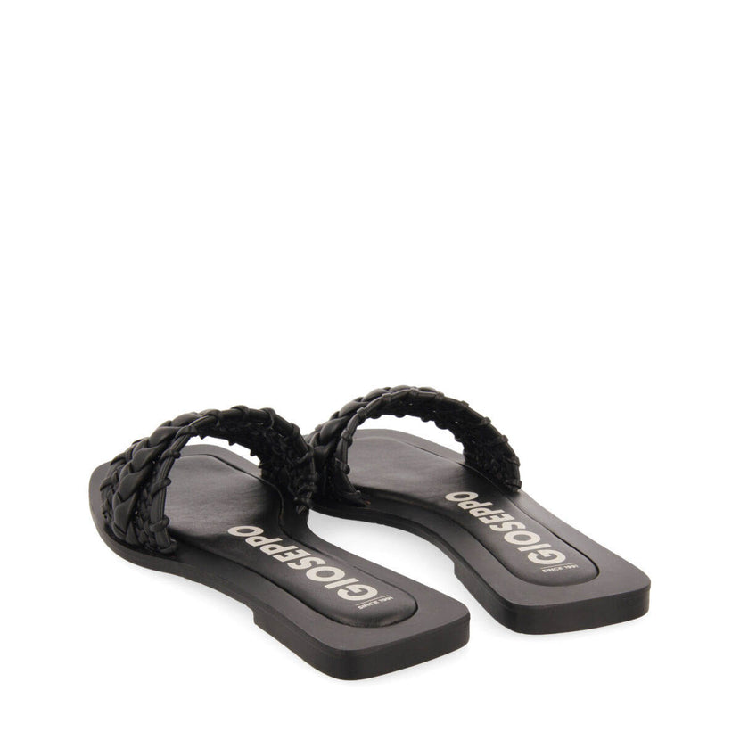 Sandalias planas de pala con trenzado negro para mujer egleny 