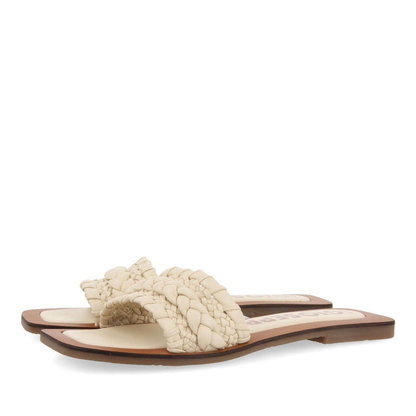 Sandalias planas de pala con trenzado off-white para mujer egleny 