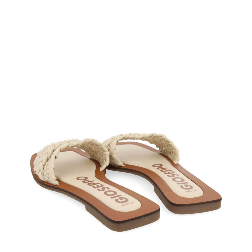 Sandalias planas de pala con trenzado off-white para mujer egleny 