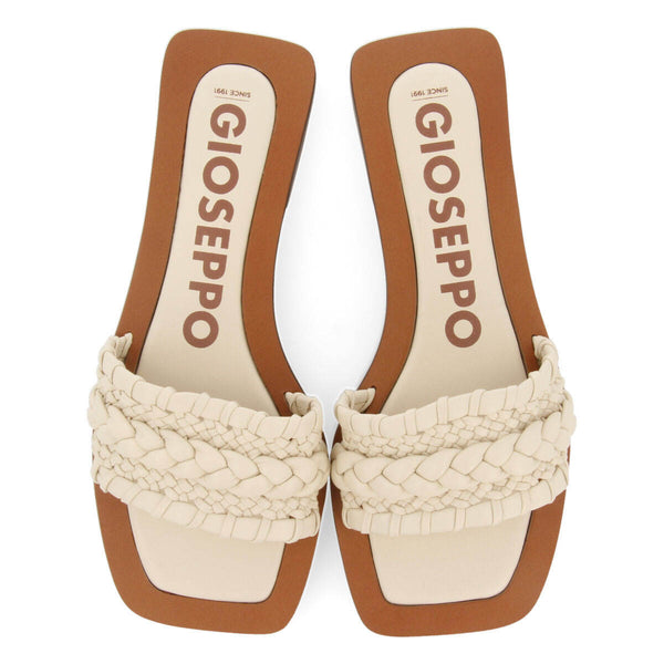 Sandalias planas de pala con trenzado off-white para mujer egleny 