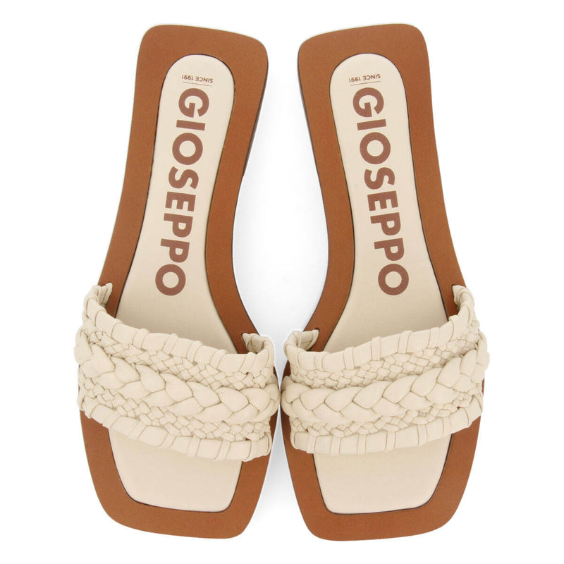 Sandalias planas de pala con trenzado off-white para mujer egleny 