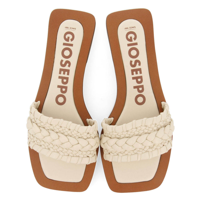 Sandalias planas de pala con trenzado off-white para mujer egleny 