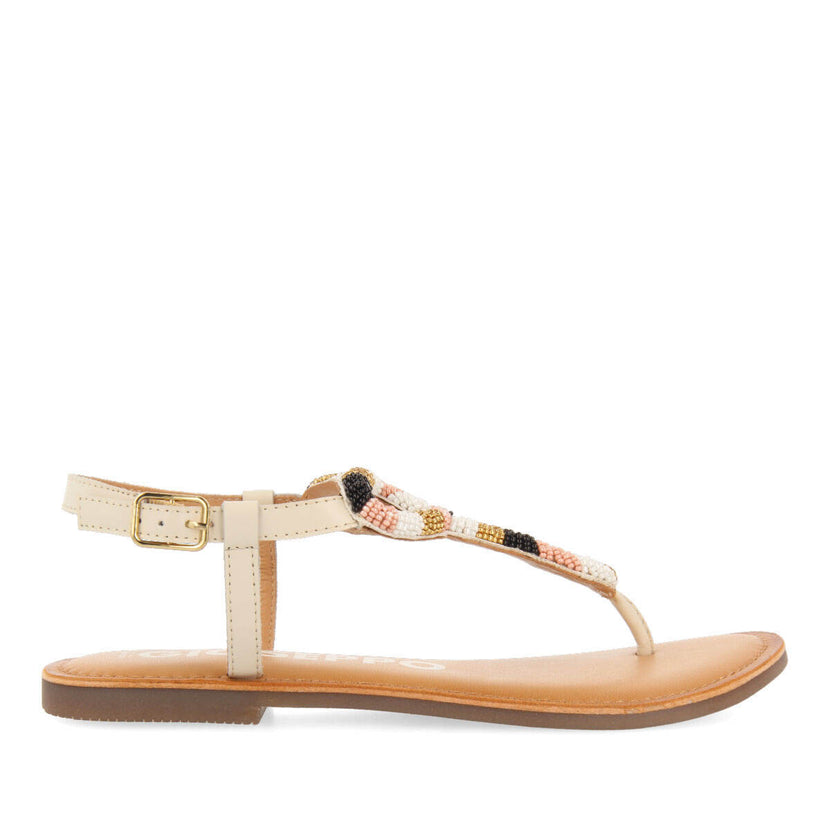 Sandalias planas con decoración de beads blanco para mujer mandaue 