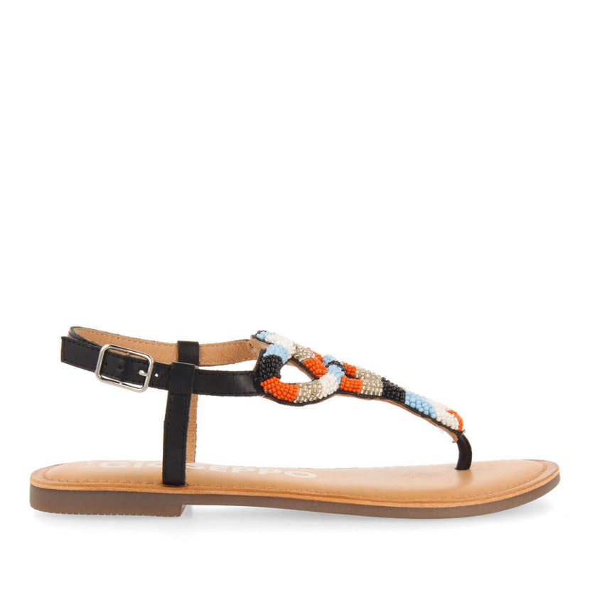 Sandalias planas con decoración de beads multicolor para mujer mandaue 